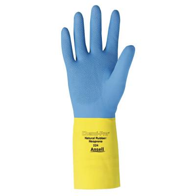 Chemi-Pro Unsupported Neoprene Gloves, Yellow/Blue, Size 10