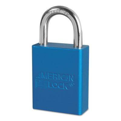 Solid Aluminum Padlocks, 1/4 in Diam., 1 in L X 3/4 in W, Blue