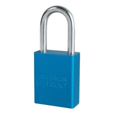 Solid Aluminum Padlocks, 1/4 in Diam., 1-1/2 in L X 3/4 in W, Blue