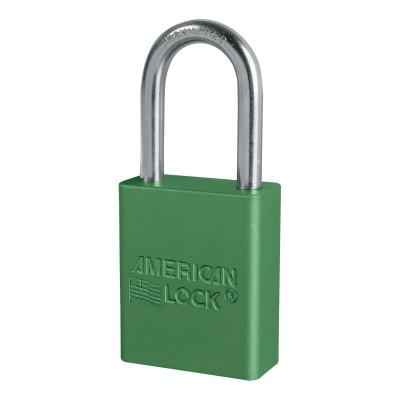 Solid Aluminum Padlocks, 1/4 in Diam., 1-1/2 in L X 3/4 in W, Green