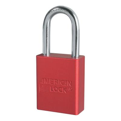 Solid Aluminum Padlocks, 1/4 in Diam., 1-1/2 in L X 3/4 in W, Red