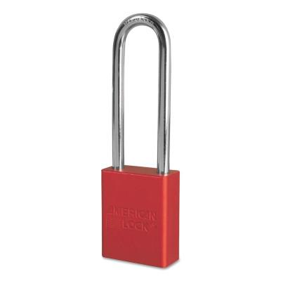 Solid Aluminum Padlocks, 1/4 in Diam., 3 in L X 3/4 in W, Red