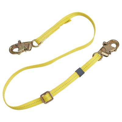 Web Adjustable Positioning Lanyard, 6ft, Snap Hook Connection, 310lb Cap, Yellow