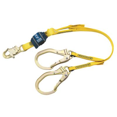 EZ Stop Shock Absorbing Lanyard, 4 ft, Snap Hook Connection, 310 lb Cap., 2 Legs