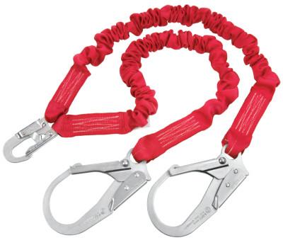 PRO Stretch Shock Absorbing Lanyard, 6 ft, Rebar Hook Connection, 2 Legs