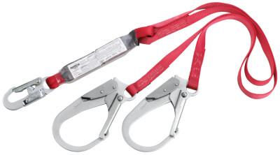 PRO Shock Absorbing Lanyard, 6 ft, Rebar Hook Connection, 2 Legs