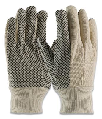 Premium Grade Canvas Dotted Gloves, 8 oz, Mens, White/Black