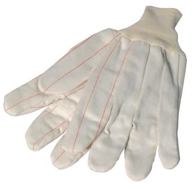 Cotton/Polyester Corded Double-Palm with Nap-In Finish Gloves, Knit Wrist, Natural, Large