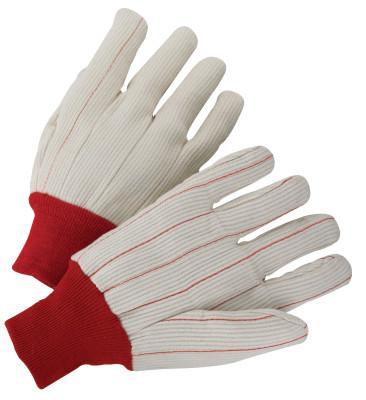 Cotton Canvas Double-Palm with Nap-in Finish Gloves, Knit Wrist, Natural White, Large