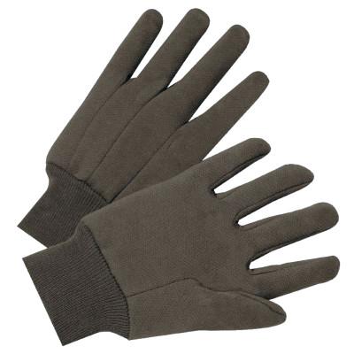 Standard Weight Cotton Brown Jersey Gloves, Unlined, Large