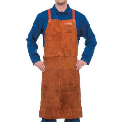 Premium Side Split Cowhide Leather Bib Apron, 24 in W x 36 in L, Lava Brown