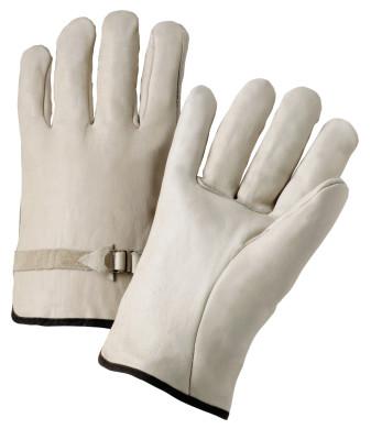 Quality Grain Cowhide Leather Driver Gloves, X-Large, Unlined, Natural