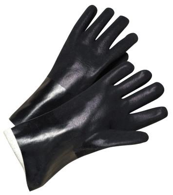 PVC-Coated Jersey-Lined Gloves, Rough Grip, 12 in, Large, Black