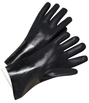 PVC-Coated Jersey-Lined Gloves, Sandpaper Grip, 14 in, Large, Black