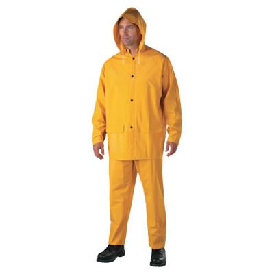 3-pc Rainsuit, Jacket/Hood/Overalls, 0.35 mm, PVC Over Polyester, Yellow, 2X-Large