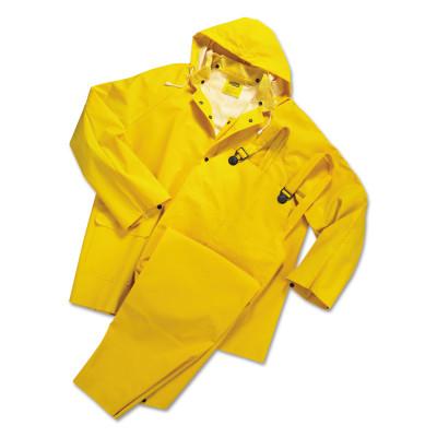 3-pc Rainsuit, Jacket/Hood/Overalls, 0.35 mm, PVC Over Polyester, Yellow, 6X-Large