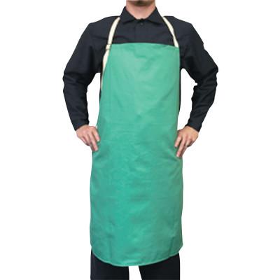 Flame-Retardant Cotton Sateen Bib Aprons with Leather Protective Patch, 24 in x 42 in, Visual Green