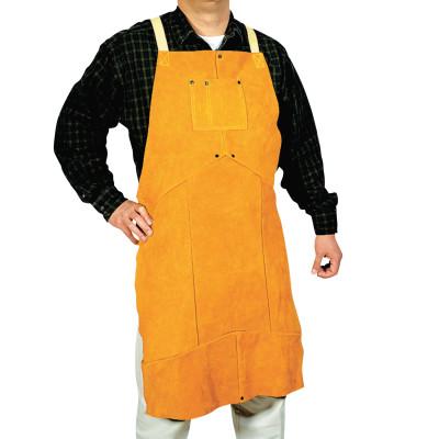 Select Split Cowhide Leather Bib Apron, 24 in W x 36 in L, Golden Brown