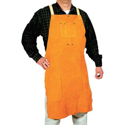 Select Split Cowhide Leather Bib Apron, 24 in W x 48 in L, Golden Brown