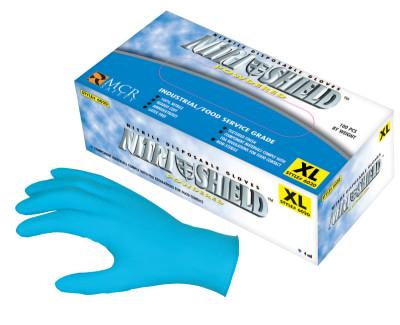 Nitrile Disposable Gloves, Powdered; Textured, 4 mil, Large, Blue