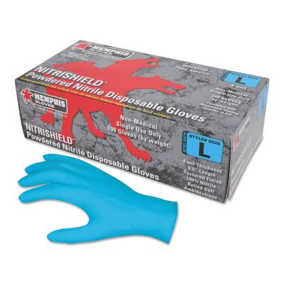 Nitrile Disposable Gloves, Powdered; Textured, 4 mil, Medium, Blue