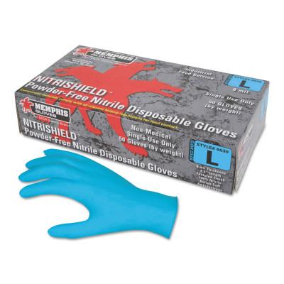 Nitrile Disposable Gloves, Powder Free; Textured, 8 mil, Large, Blue