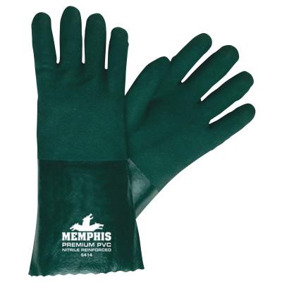 Premium Double-Dipped PVC Gloves, Large, Dark Green