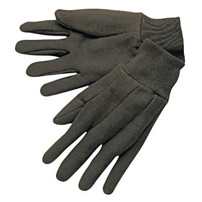 Cotton Jersey Gloves, Large, Jersey Lining, Brown