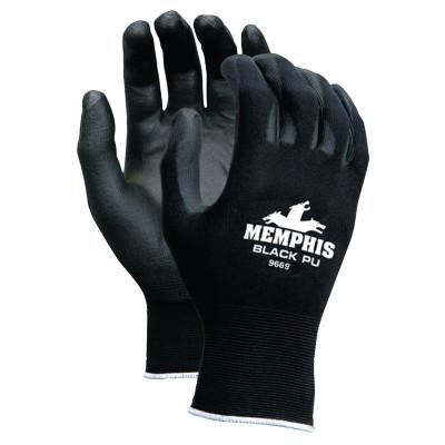 PU Coated Gloves, Medium, Black/Blue