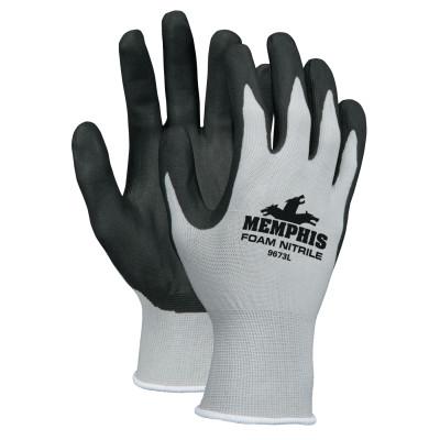 Foam Nitrile Gloves, Large, Black/Gray