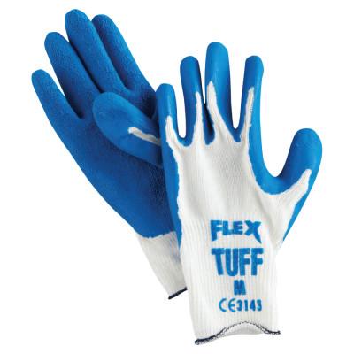 Flex Tuff Latex Dipped Gloves, Medium, Blue/White