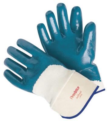 Predator Nitrile Coated Gloves, Large, Blue, Smooth, Palm/Knuckle, Canvas Cuff