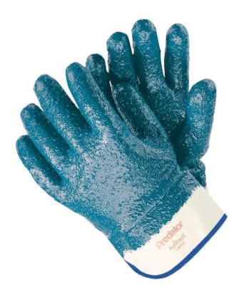 Predator Nitrile Coated Gloves, Large, Blue, Extra Rough Finish, Fully Coated