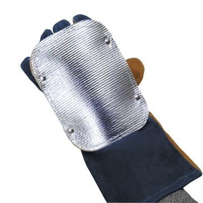 Back Hand Pad, Single Layer, 7 in L, Elastic/High-Temp Kevlar® Strap Closure, Silver