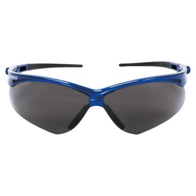 V30 Nemesis Safety Glasses, Smoke, Polycarbonate, Anti-Fog, Metalic Blue