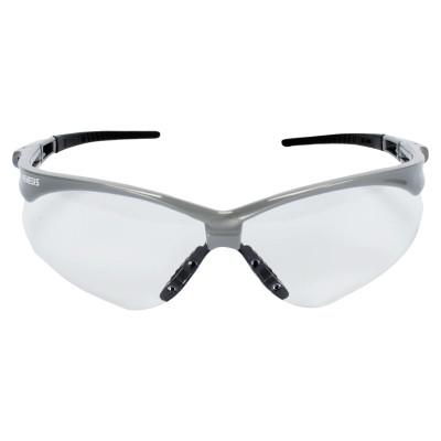 V30 Nemesis Safety Glasses, Clear Lens, Polycarbonate, Anti-Fog, Silver Frame