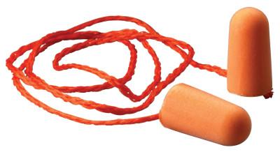 Foam Earplugs, Foam, Bright Orange, Corded Tapered