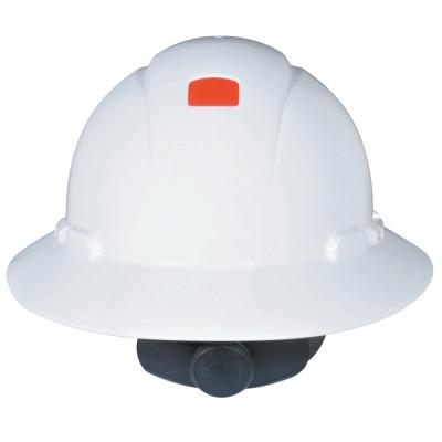 Full Brim Hard Hats with Uvicator, 4 Point, Ratchet, White