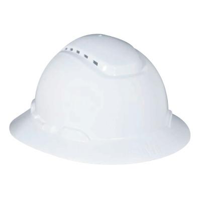 Vented Full Brim Hard Hats, 4 Point, Ratchet, White