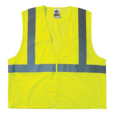 GloWear 8210HL Class 2 Economy Vests with Pocket, Hook/Loop Closure, L/XL, Lime