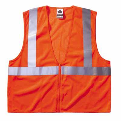 GloWear 8210Z Class 2 Economy Vests with Pocket, Zipper Closure, S/M, Lime