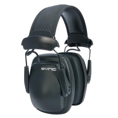 Sync Stereo Earmuff, 25 dB NRR, Black, Over the Head