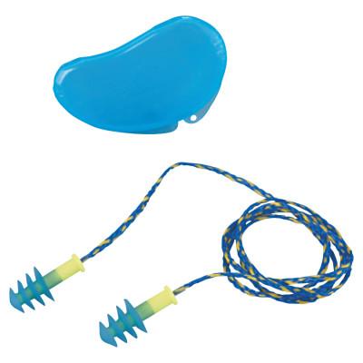 Fusion® Multiple-Use Earplug, Thermoplastic Elastomer, Blue/Yellow, Corded