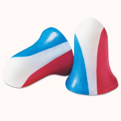 Max Disposable Earplugs, Foam, Blue/Red/White, Uncorded