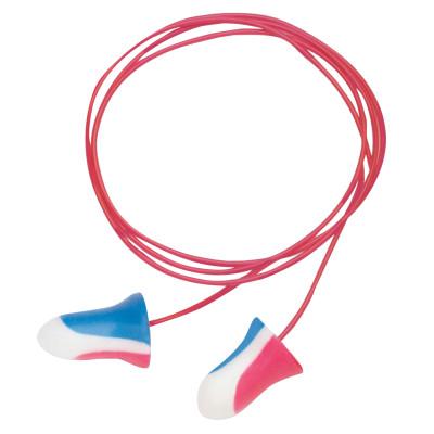 Max Disposable Earplugs, Foam, Blue/Red/White, Corded