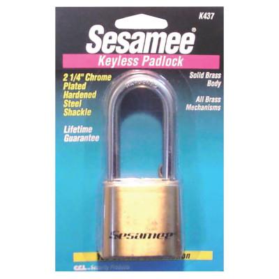 Sesamee  Keyless Padlocks, 5/16 in Diam., 2 1/4 in L X 1 in W, Brass