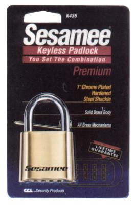 Sesamee  Keyless Padlocks, 5/16 in Diam., 1 in L X 1 in W, Brass, Corbin