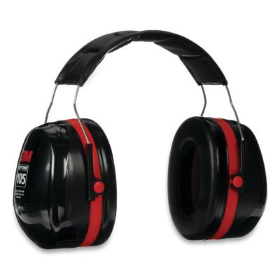 PELTOR™ Optime™ 105 Earmuff, 30 dB NRR, Black/Red, Over the Head