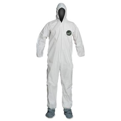 ProShield® 50 Hooded Coveralls w/Attached Boots and Elastic Wrists, White, Large