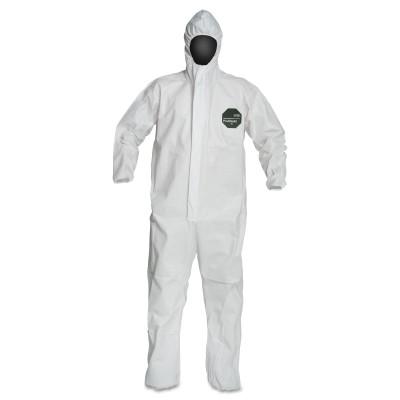 ProShield® 50 Hooded Coveralls w/Elastic Wrists/Ankles and Storm Flap,White,Lg